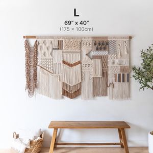 Tapiz de Macramé Tejido de Algodón Extra Grande con Diseño Bohemio y Patrón Vertical para Decoración de Cumpleaños o Aniversarios - Product Image 5
