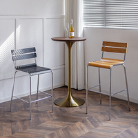 Tabouret de bar empilable en bois courbé de style nordique avec structure en acier, chaise de comptoir pour la maison, le café, le restaurant, tabouret haut vintage