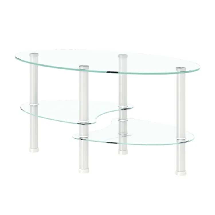 Мебель для гостиной роскошный современный центральный стол из закаленного стекла из нержавеющей стали овальный журнальный столик