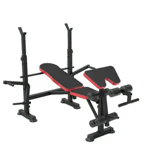 带腿部开发商的标准重量长凳，用于家庭健身房举重和力量训练的多功能锻炼站