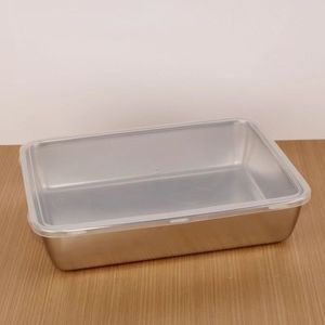 Plateau de conservation rectangulaire <span class=keywords><strong>en</strong></span> acier inoxydable de qualité <span class=keywords><strong>alimentaire</strong></span> 410/201, boîte de rangement pour réfrigérateur, compatible four, pour camping et pique-nique - Product Image 6
