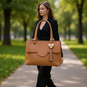 Bolso Tote Pequeño para Mujer Fana Kara, Color Camel, Cierre de Solapa, Adorno de Borla, Uso Diario - Product Image 2