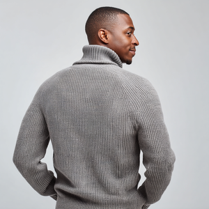 Maglione a collo alto termico in cotone lavorato a Waffle da <span class=keywords><strong>uomo</strong></span> - Product Image 4