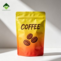 Sachet d'emballage personnalisé pour grains de café, finition mate, doublure en aluminium, pochette verticale avec fermeture éclair et valve pour café moulu
