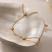 Bracelets à maillons en acier inoxydable pour femmes, bijoux de doigt tendance, avec trèfle à quatre feuilles, baguette, étoile et zircone cubique