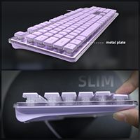 Clavier et souris de jeu RVB violet 104 touches, combo avec touches Pudding à 6 niveaux de rétroéclairage, silencieux pour PC, Mac, Windows, ordinateur de bureau/portable