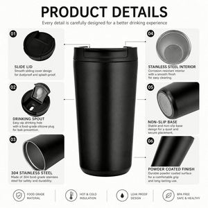 Custom Logo 304 Stainless Steel 380Ml Vacuum Reusable Cup Insulated Coffee Travel Mug Leak Proof Tumbler - Product Image 2