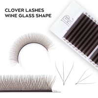Cils synthétiques 2D-6D en forme de W, courbure C, volume naturel doux, bouquets pré-faits faits à la main avec dos en feuille, pour cils colorés