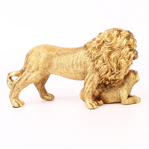 Sculture Decorative per la Casa, Statua Moderna di <span class=keywords><strong>Leone</strong></span> Dorato in Resina, Figurina di <span class=keywords><strong>Leone</strong></span> Padre e Figlio per Mobile TV, Ufficio, Soggiorno - Product Image 2