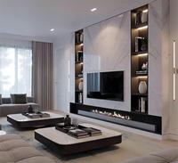 Nouveau Meuble TV Mural Design Kejia en Bois, Luxueux Ensemble Support TV et Table TV pour Maison avec Cheminée Électrique