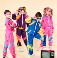 Ensemble de survêtement Hip Hop rétro années 80, veste et pantalon color block, costume de scène pour danse disco jazz, pour garçon et fille
