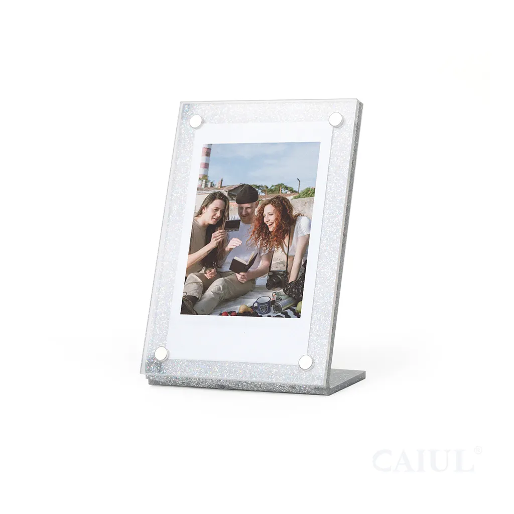 Custom Sizes L shape Clear Picture Block Transparent and glitter Magnetic Acrylic Instax mini11/9/Evo Photo Frame