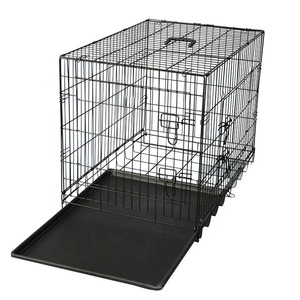<strong>Large</strong> Double-Door <strong>Dog</strong> Cage with Easy Carry Install Solid Pattern Iron <strong>Kennel</strong> for Larger Breeds Stainless Steel Metal - Product Image 3