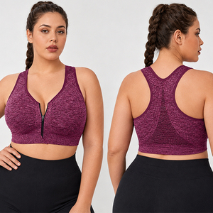 Soutien-gorge de sport pour femme avec fermeture éclair avant, sans armatures, maintien élevé, effet liftant et sculptant, extensible, pour la course, la gym et le yoga - Product Image 1