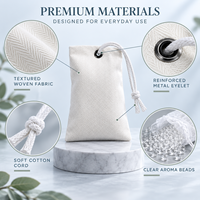 Désodorisant de voiture en sachet parfumé, perles aromatiques suspendues, tissu tissé double couche, logo personnalisé, OEM ODM, pour armoire, placard, chambre