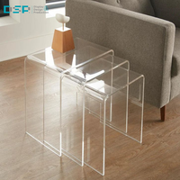Table de meuble DSP Vietnam usine personnalisée moderne de haute qualité carré minimaliste transparent acrylique pour la décoration de la maison