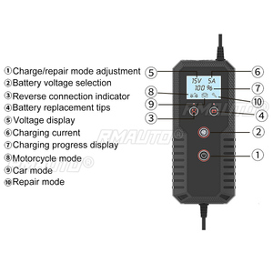 เครื่องชาร์จแบตเตอรี่รถยนต์/มอเตอร์ไซค์อัจฉริยะ 12V/24V 10A สำหรับรถยนต์และมอเตอร์ไซค์ ซ่อมแซมแบตเตอรี่อัตโนมัติ ชาร์จแบบสมาร์ท พร้อมหน้าจอ LCD ดิจิตอล - Product Image 5