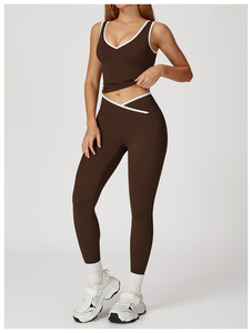 Completo Sportivo Yoga Aderente con Vita Alta e Colori Contrastanti, Schiena Scoperta, per Corsa e Fitness, Modello 8843, Divisa da <span class=keywords><strong>Calcio</strong></span> - Product Image 3