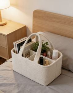 Nuovo Design Personalizzato Portaoggetti in <span class=keywords><strong>Feltro</strong></span> per Pannolini Regalo per Neonati in Materiale Teddy Fleece Borsa per Nursery per Shopping e Viaggi - Product Image 5