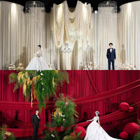Décor de scène blanc pour mariage, rideaux de fond, support et cadre pour événements et fêtes