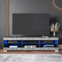 Vekin – meuble TV LED moderne de salon avec lumières LED réglables, gris noir, meuble de Console multimédia TV moderne avec étagères en verre