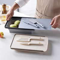 Panier de rangement multifonctionnel pour fruits d'extérieur, pliable, avec planches à découper et couteaux