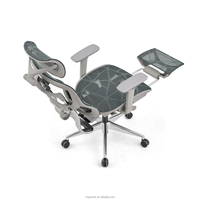 Chaise de bureau de direction au design moderne Grands Furniture, entièrement en maille, repose-pieds réglable, pivotante, ergonomique, pieds en aluminium