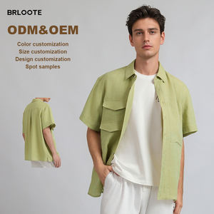 Camicia <span class=keywords><strong>Giacca</strong></span> Casual Oversize da <span class=keywords><strong>Uomo</strong></span> in <span class=keywords><strong>Lino</strong></span>/Cotone Traspirante Personalizzata ODM per Primavera ed Estate - Product Image 1