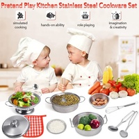Jouets de cuisine en acier inoxydable pour enfants, simulation 2022, jeux de rôle, casseroles, poêles, accessoires de cuisine en métal