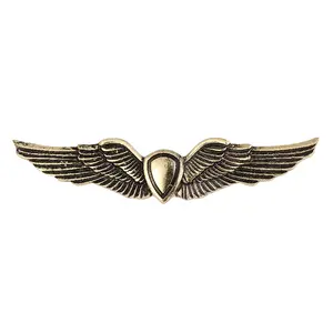 China Manufacturer Wholesale Designer High Raised 3D Wing Shape Antique Metal Enamel Lapel Pin Custom Bulk Metal Pins Badges