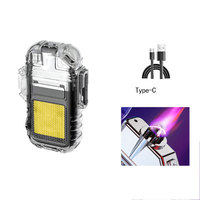 Briquet électronique miniature à double flamme étanche en métal avec coque transparente