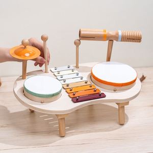 Ensembles de clochettes et de tambours pour enfants, jouets musicaux en bois Montessori pour bébés, aides pédagogiques sensorielles de percussion pour l'apprentissage précoce - Product Image 2