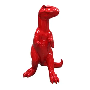 Fiberglass Xmas Animals Sculpture Ornaments Resin Animal Dinosaur Dog Statue Candy color Painting Props Christmas Supplier