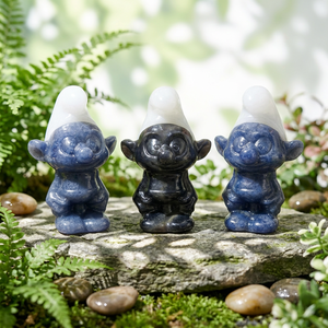 Artigianato in Cristallo Naturale Intagliato a Mano, <span class=keywords><strong>Smurfs</strong></span> in Giada Bianca e Avventurina Blu per Regalo - Product Image 1