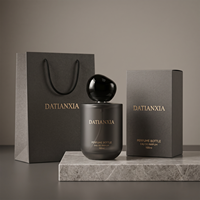 Flacon de parfum noir de luxe, vide, 100 ml, flacon de parfum en verre, nouveau design, flacon de parfum avec logo personnalisé et boîte
