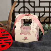 Boîte cadeau en chocolat de petite taille personnalisée avec impression couleur intégrale en gros, boîte recyclable, boîte à bonbons pour mariage, emballage à emporter avec poignée