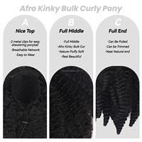 Queue de cheval synthétique courte Marley à cordon de serrage, douce, à clipser, style afro bouclé crépu pour usage quotidien