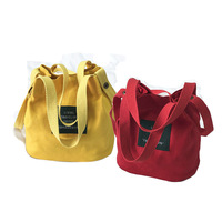 Sac bandoulière mini en toile pour femme, style japonais, mignon, portable, avec fermoir magnétique, sac seau souple