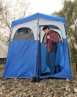 Tente de douche extérieure portable double couche en tissu Oxford 150D argenté, abri de pluie, cabine de toilette et vestiaire de camping, pour l'intimité