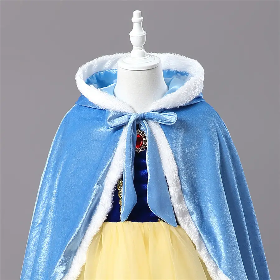 Dsn01 mùa đông đông lạnh Elsa ăn mặc Cosplay Fancy pageant CAPE trẻ em Giáng sinh Halloween nhung công chúa áo choàng