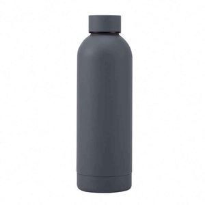 Minimalist Stainless Steel Vacuum Tumbler Double Wall Insulated Travel <b>Bottle</b> Gray Round Design - Product Image 3