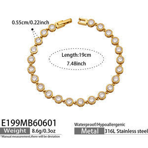 Pulsera de Zirconia Transparente de Lujo, Impermeable, de Acero Inoxidable Pulido, Chapada en Oro de 18K, para Mujer - Product Image 6