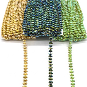 Robe de demoiselle d'honneur en cristal jaune AB/or, Applique de mariée, strass, ceinture, coiffe en acrylique, décoration, accessoire de carnaval - Product Image 5