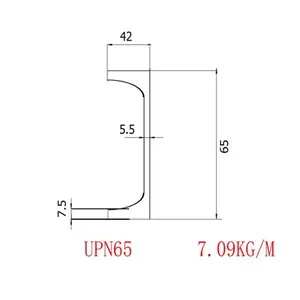Stahlkanal UPN65 Größe 65*42*5,5*7,5 Standard EN10279 Material S235JR Gabelstapler-Bau
