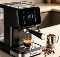 Anbolife Nueva Cafetera Espresso de 20 Bares con Pantalla Táctil a Color, Cafetera para el Hogar con Espumador de Leche, Cafetera de Expreso, OEM ODM