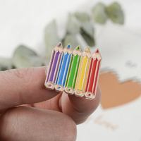 Coloré rêve crayons émail broche stylo épinglette Denim jean chemise sac dessin animé enfance bijoux cadeau pour fille amis enfants