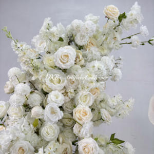 Nuevo diseño personalizado flores artificiales arco de boda arreglo de flores blancas Fondo acrílico con fondo de boda de flores - Product Image 3