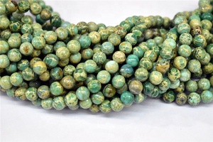 Naturale liscia gemma verde diaspro imperiale rotondo sedimenti di mare pietra pelle di serpente diaspro perline sciolte per la creazione di gioielli - Product Image 2