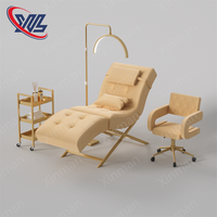 Lit de beauté Xinman, nouveau modèle S, chaise longue ergonomique, matériau en flanelle, lit pour extensions de cils, tête réglable