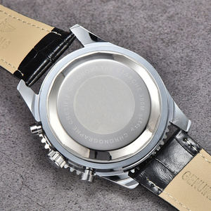 Nuevo Reloj Cronógrafo de Aviación de Lujo para Hombre 2026 con Logotipo Personalizado, Aleación Plateada, Subesferas, Correa de Cuero Negra, <span class=keywords><strong>Regla</strong></span> Deslizante, Cuarzo - Product Image 3